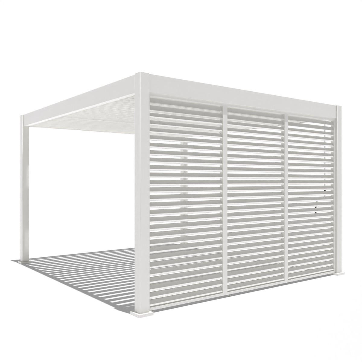 LAMELLENWAND für Pergola horizontal aus Aluminium 123cm Weiß - Weiß, Metall (123/234/6cm) - WEIDE
