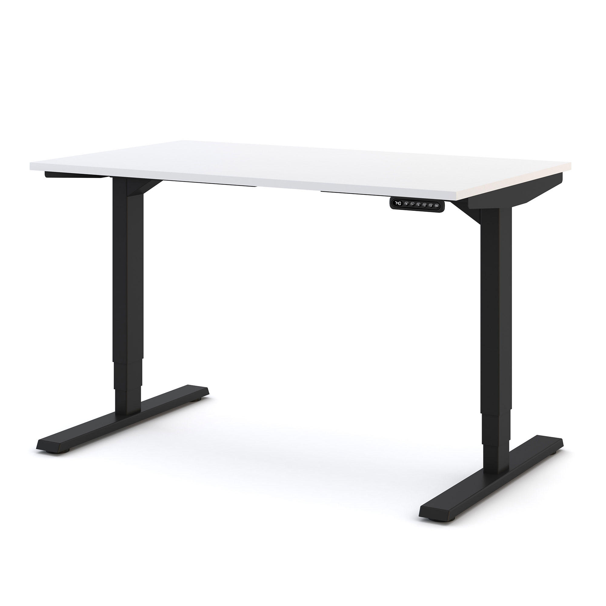SCHREIBTISCH Elektrisch höhenverstellbarer Schreibtisch Y-Line Signalweiß Schwarz 120/70/62-127cm - Schwarz/Weiß, Holzwerkstoff/Metall (70/120/127cm) - ASSMANN