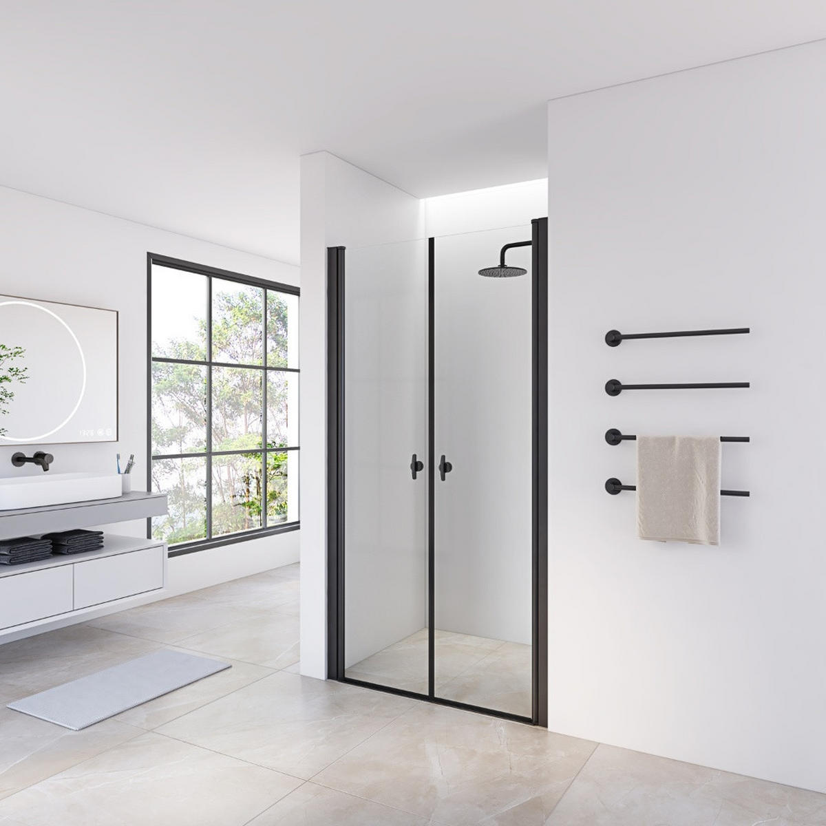 PENDELTÜR LAVEA - Schwarz, 85 x 195 cm - Schwarz, Glas/Metall (85/195cm) - Home Deluxe