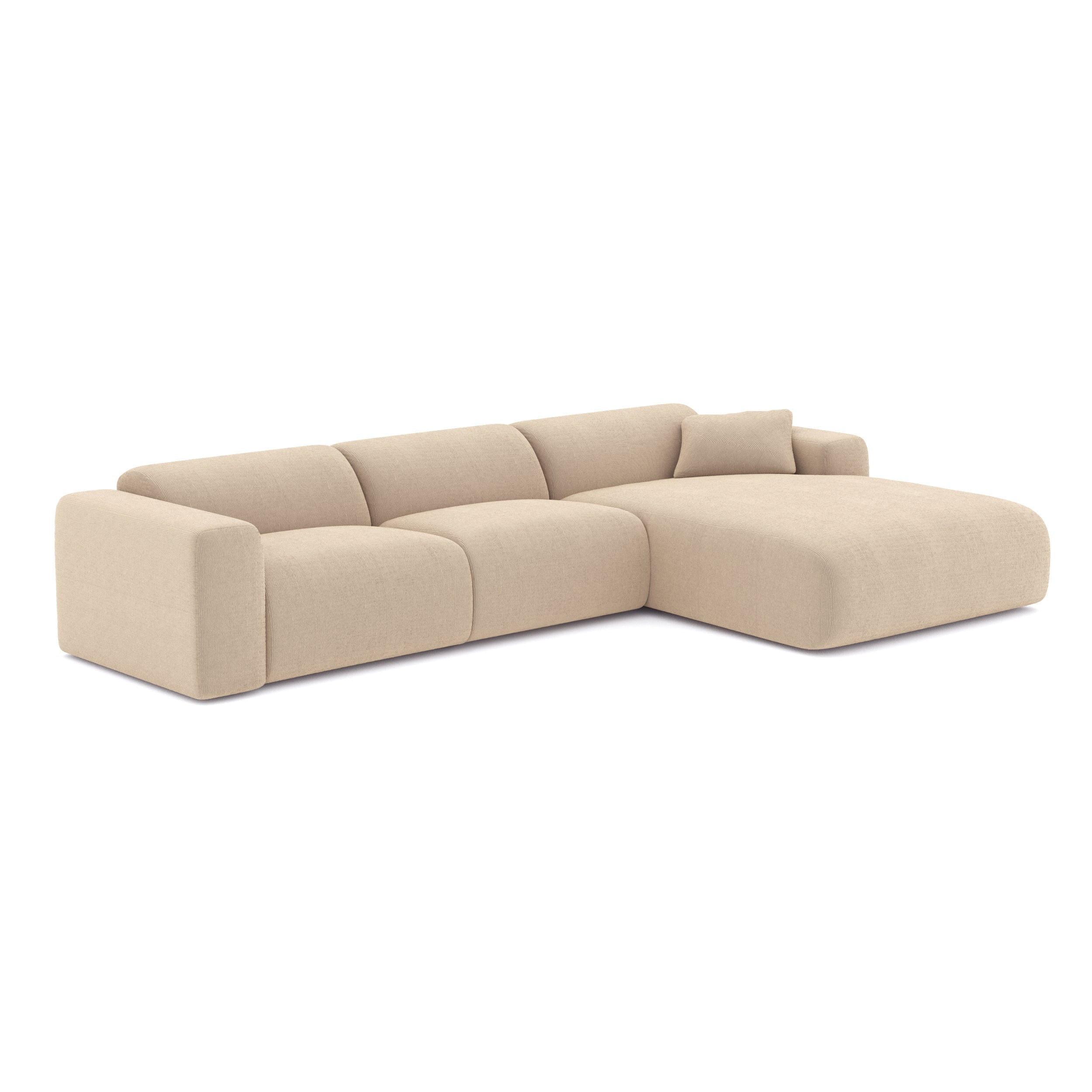 ECKSOFA RECHTS Gerippter Samt Beige 280cm - Beige, Textil (165/280cm) - Sia Home