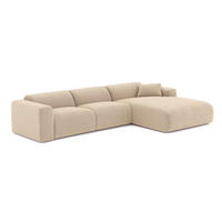 ECKSOFA RECHTS Gerippter Samt Beige 280cm - Beige, Textil (165/280cm) - Sia Home