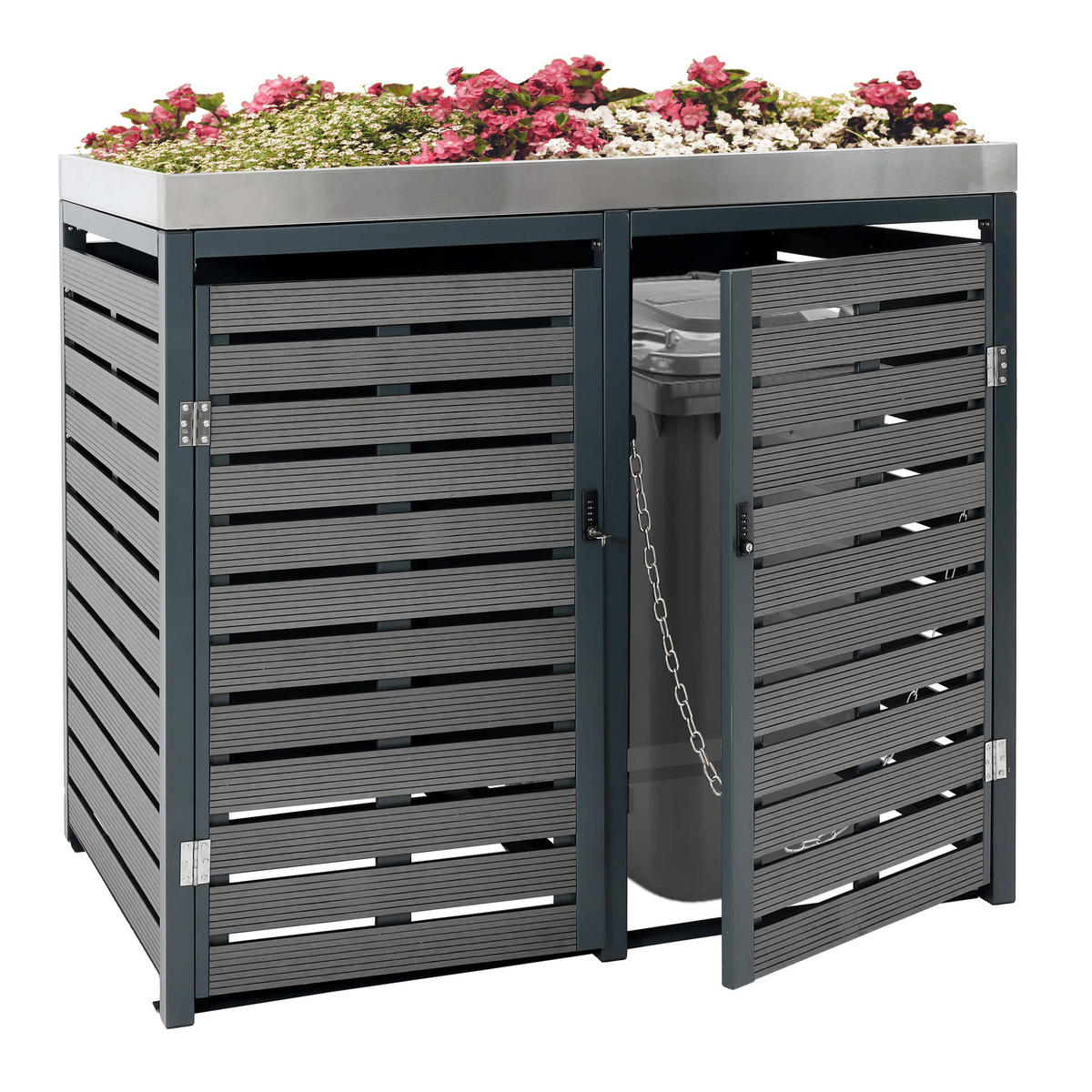 MÜLLTONNENVERKLEIDUNG Anthrazit - Anthrazit, Metall (134/124/84cm) - MCW