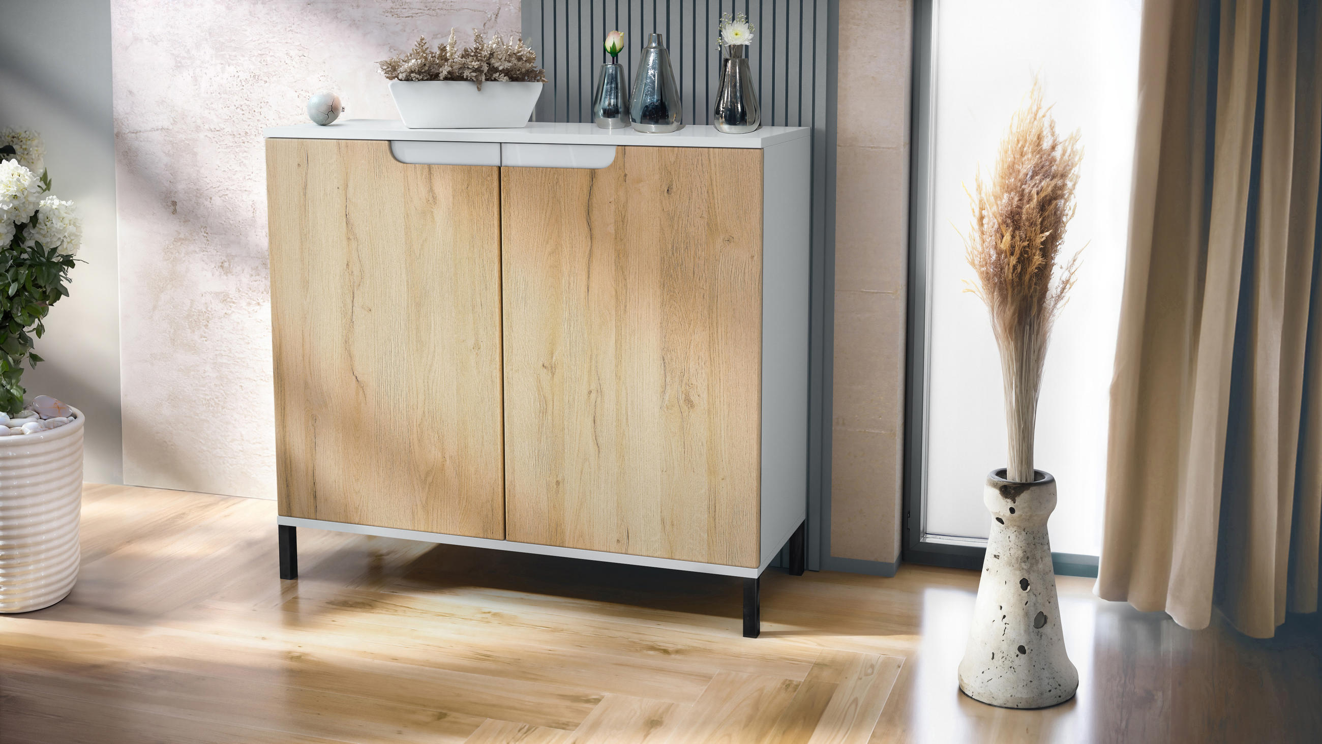 KOMMODE Sylt Eiche Natur - Eichefarben, Holzwerkstoff (92.5/83.5/35cm) - Vladon