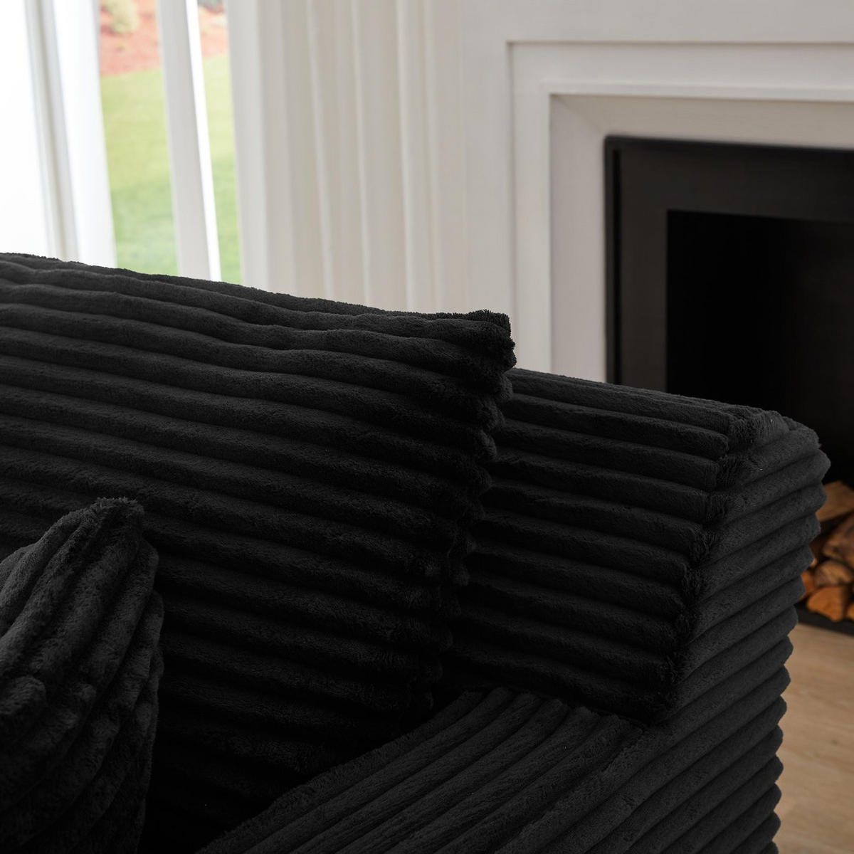 SOFA Cord Schwarz - Schwarz, Textil (100/82/166cm) - WISHDOR
