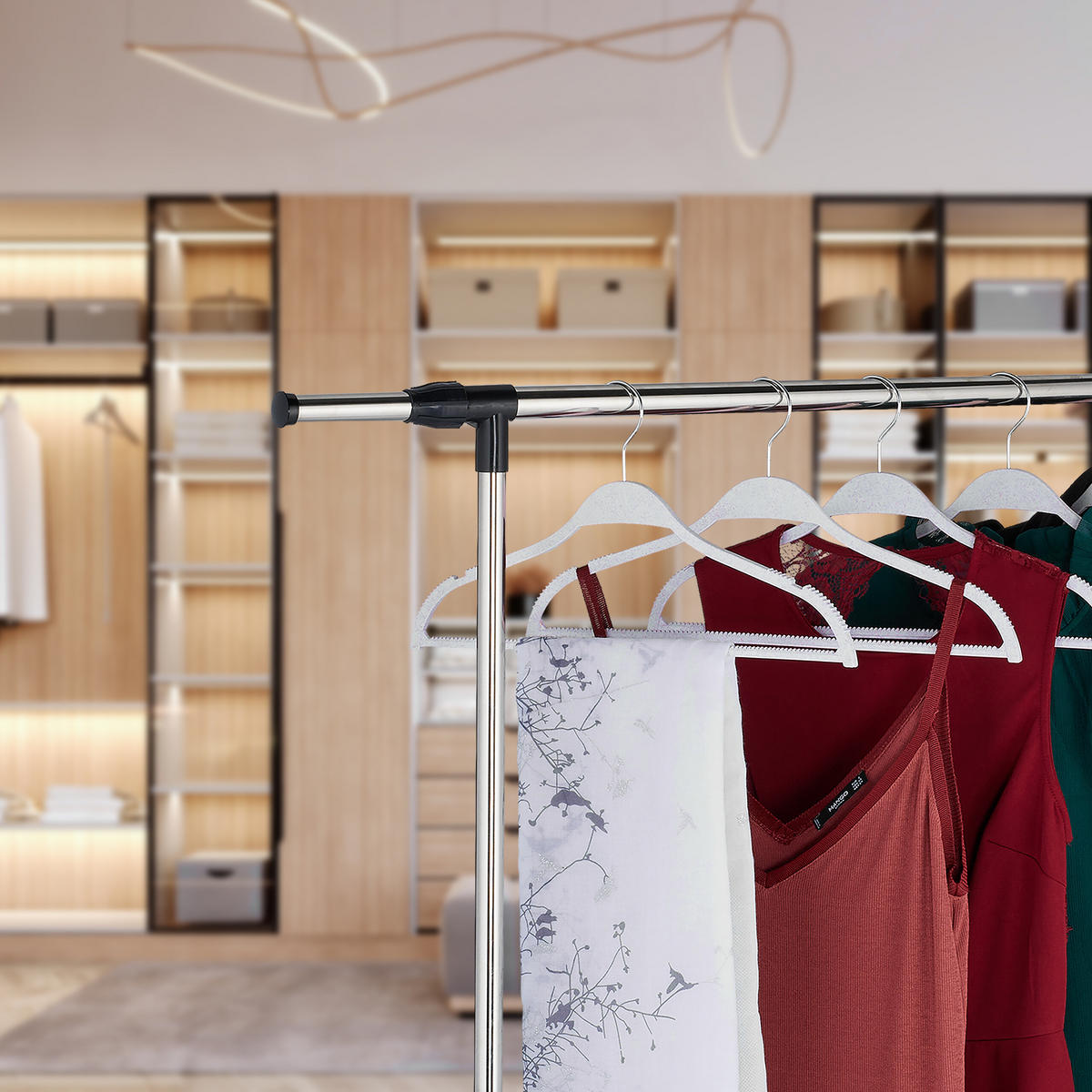 10XVEŠIAKY - biela, kov/textil (41.5/21/0.6cm) - Relaxdays