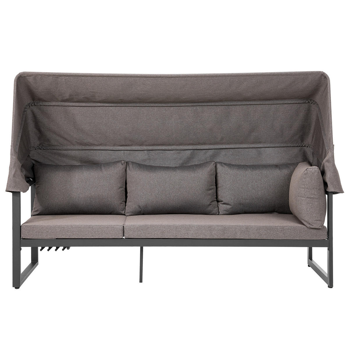 LOUNGESET - Stahl / Polyester - Grau - 5-teilig - Braun/Grau, Holz/Textil - home24