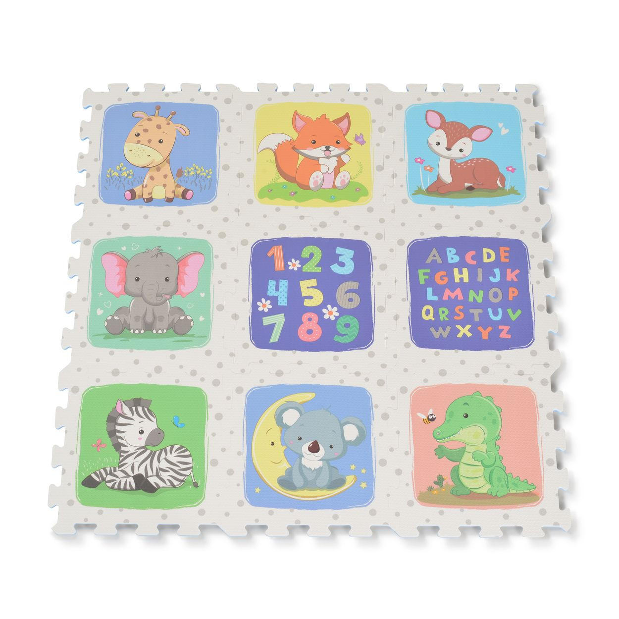 PUZZLEMATTE Safari bunt 96 x 96 cm, 9-teilig, Tiermotiv, EVA-Schaum, rutschfest, Spielmatte - Multicolor, Kunststoff (96/1/96cm) - Moni