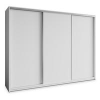 SCHWEBETÜRENSCHRANK NISSE 250/205/60 cm 3-türig mit Schubladen Weiß - Weiß/Nickelfarben, Holzwerkstoff (250/205/60cm) - MASSENO