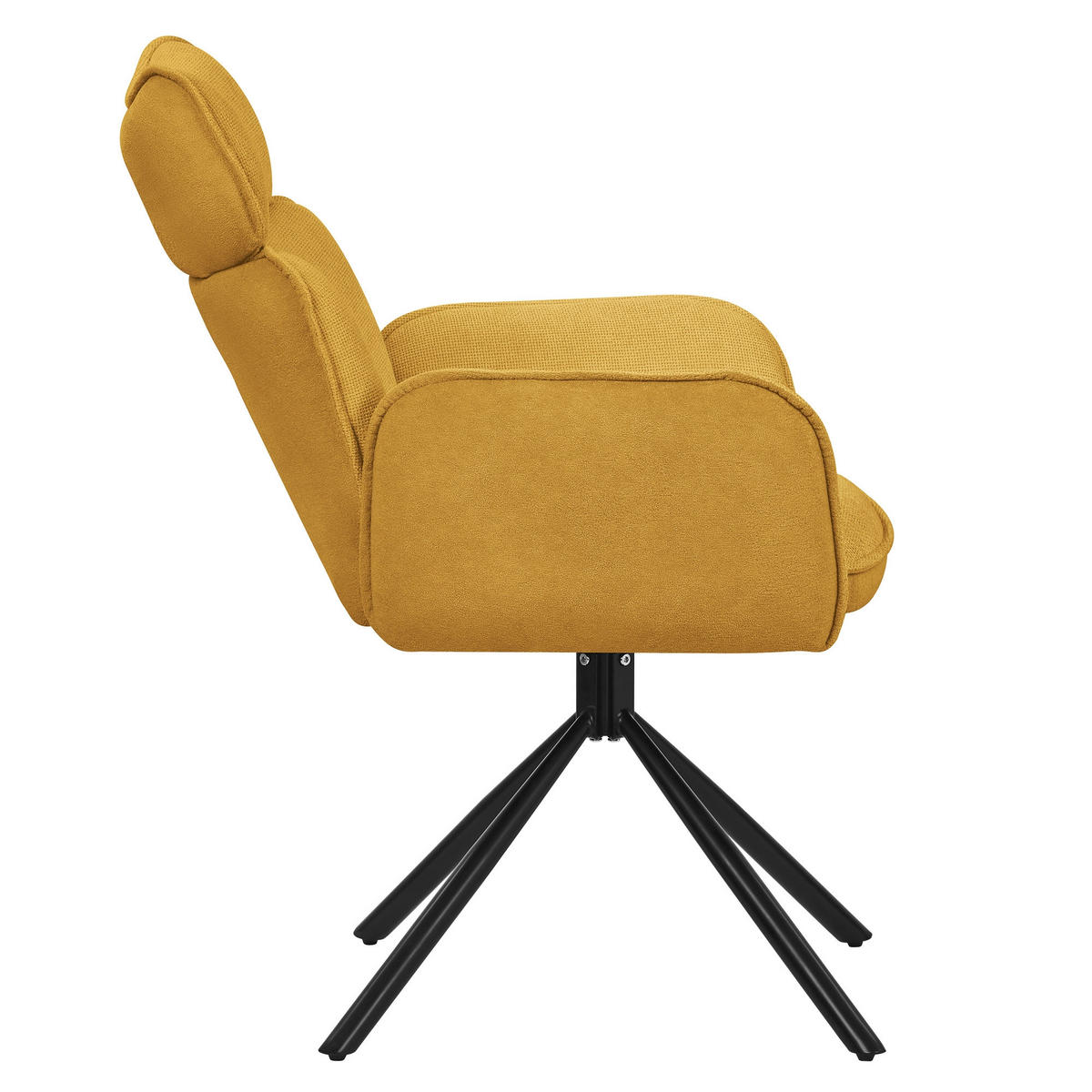 ESSZIMMERSTÜHLE 4er Set drehbar Senf mit Stoffbezug - Gelb/Schwarz, Textil/Metall (63/89/68cm) - ML-DESIGN