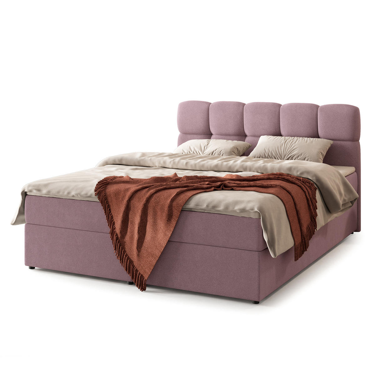 BOXBETT MERU 180x200 cm mit Matratze und Topper - Rosa - Rosa, Holz (180/200cm) - MASSENO