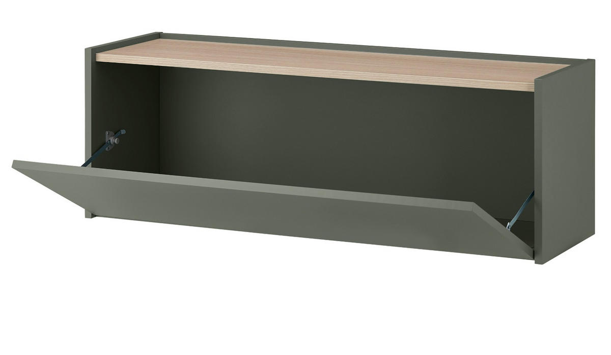 HÄNGESCHUHSCHRANK in Salbei Grün mit Eiche, Flurkommode Hängeschrank, 100 cm - Salbeigrün/Eichefarben, Holz/Holzwerkstoff (100/35/30cm) - Furn.Design
