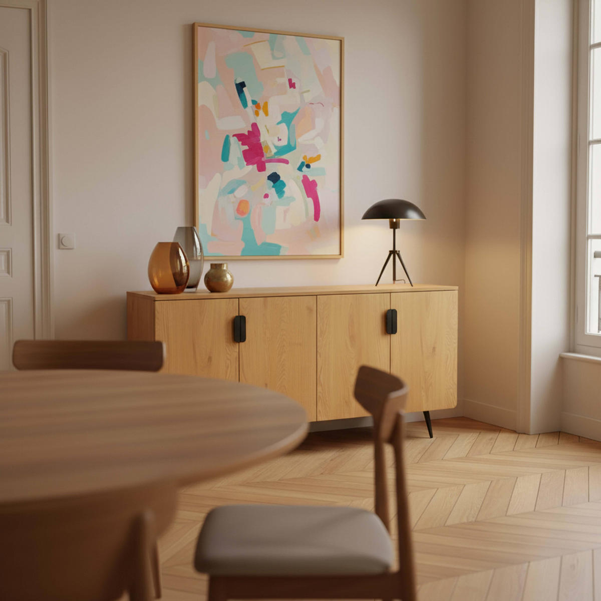 SIDEBOARD 160 cm, helles Holz - Beige, Holz (40/75/160cm) - Oviala