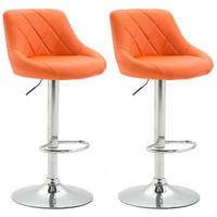 BARHOCKER Lazio 2er Set 83-104x46x49 cm orange - Orange, Leder (46/83/49cm) - furnicato