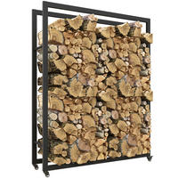 KAMINHOLZREGAL bis 150 kg - Schwarz, Metall (32/151/120cm) - Outsunny
