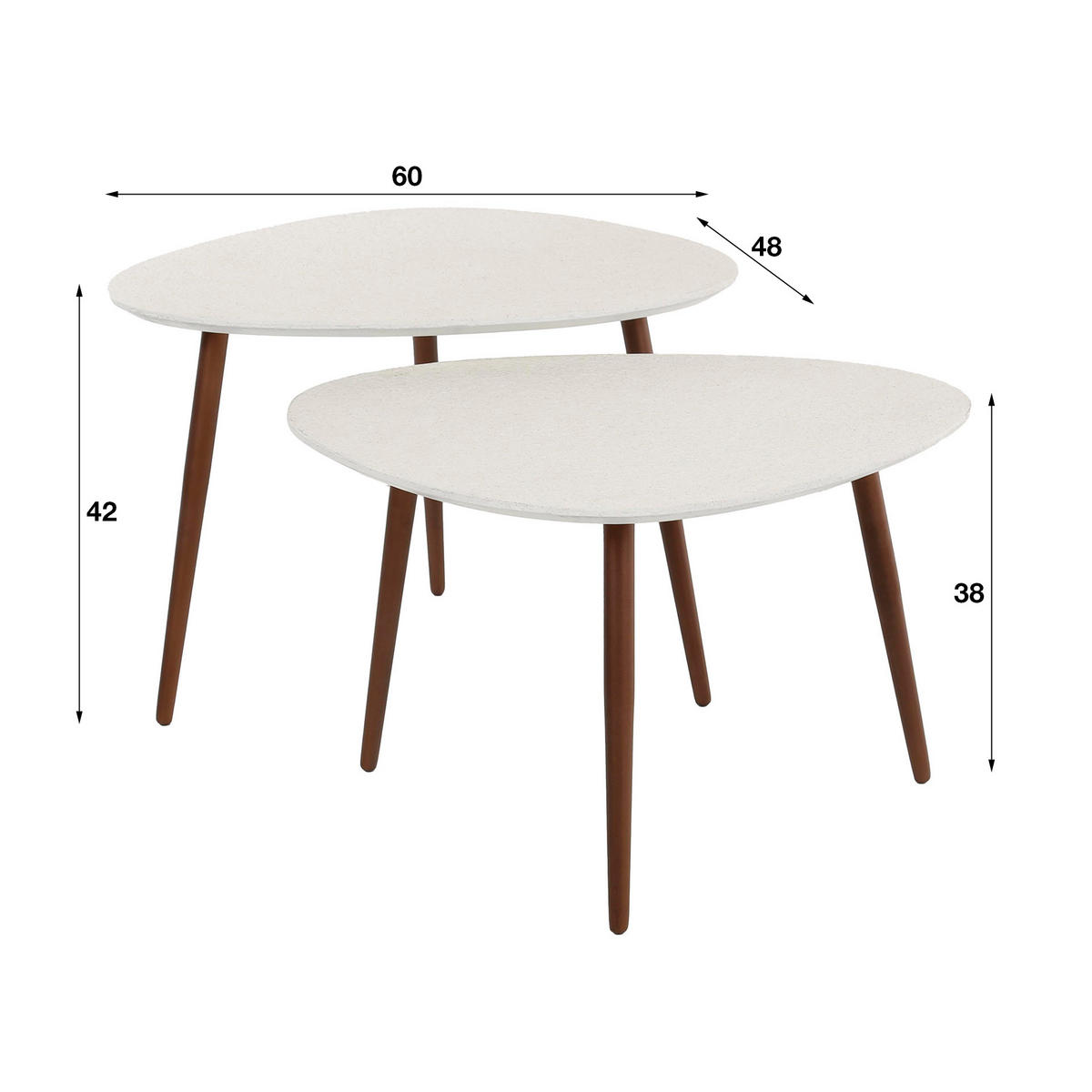 COUCHTISCH Ston Weiß 59/48/42 cm 2er-Set - Weiß, Stein (59/48/42cm) - Hoyz Collection