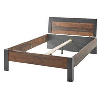 BETT Old Used Wood Shabby Design mit grau, Einzelbett, Liegefläche 140 x 200 cm - Dunkelgrau/Braun, Holzwerkstoff (140/200cm) - Furn.Design