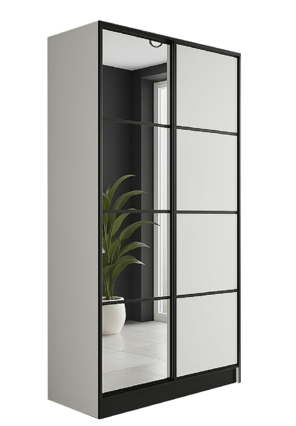 KLEIDERSCHRANK EDEN 2- Türen v2- 105x205x39 cm- Weiß - Transparent/Weiß, Holzwerkstoff (105/205/39cm) - Kier Furniture