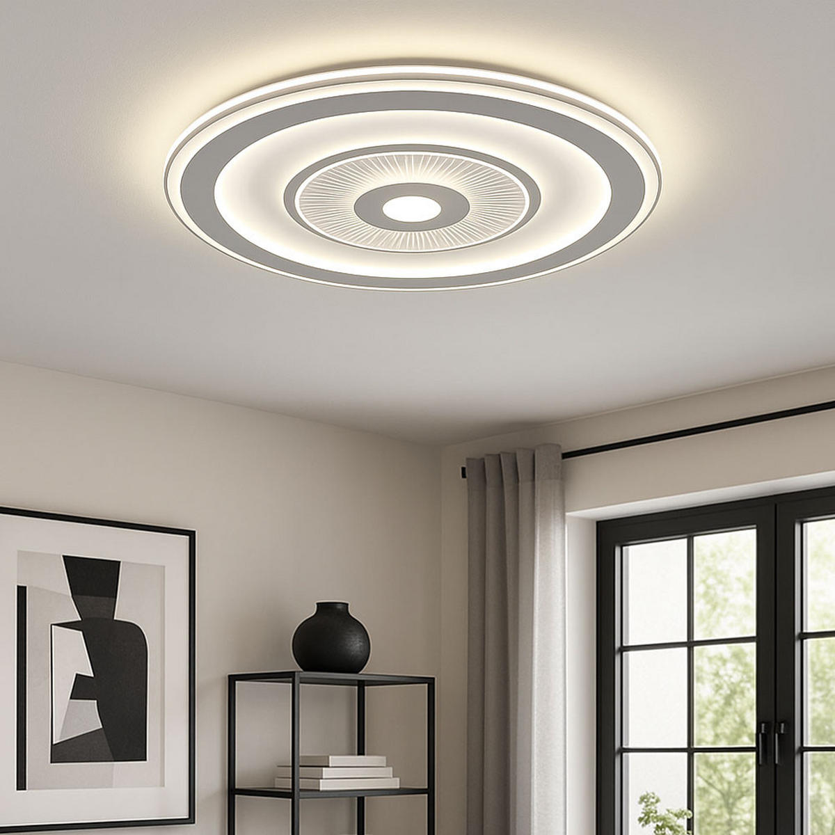 LED DECKENLEUCHTE Rund Weiß - Weiß, Metall (50/50/6cm)