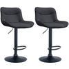 BARHOCKER 2er Set Lederlook schwarz - Schwarz, Textil/Metall (49/85/51cm) - CLP