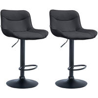 BARHOCKER 2er Set Lederlook schwarz - Schwarz, Textil/Metall (49/85/51cm) - CLP