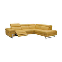 ECKSOFA Opera Echtleder mit 1 x Relaxfunktion Senfgelb - Gelb, Leder/Metall (269/218cm)