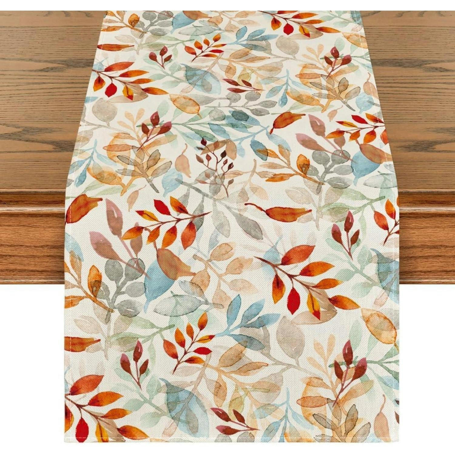 TISCHLÄUFER Herbst Blätter Orange 40 x 100 cm - Multicolor, Textil (100/40/1.5cm)