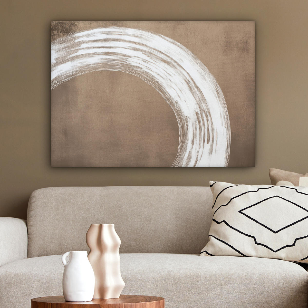 LEINWANDBILD Farbe - Braun - Japandi Wandbilder 80x60 cm - Kupferfarben, Textil (80/60cm) - MuchoWow