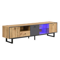TV-LOWBOARD in Holz/Anthrazit mit LED und Glasböden 190/40/50 cm - Eichefarben, Holzwerkstoff (190/50/40cm) - Redom