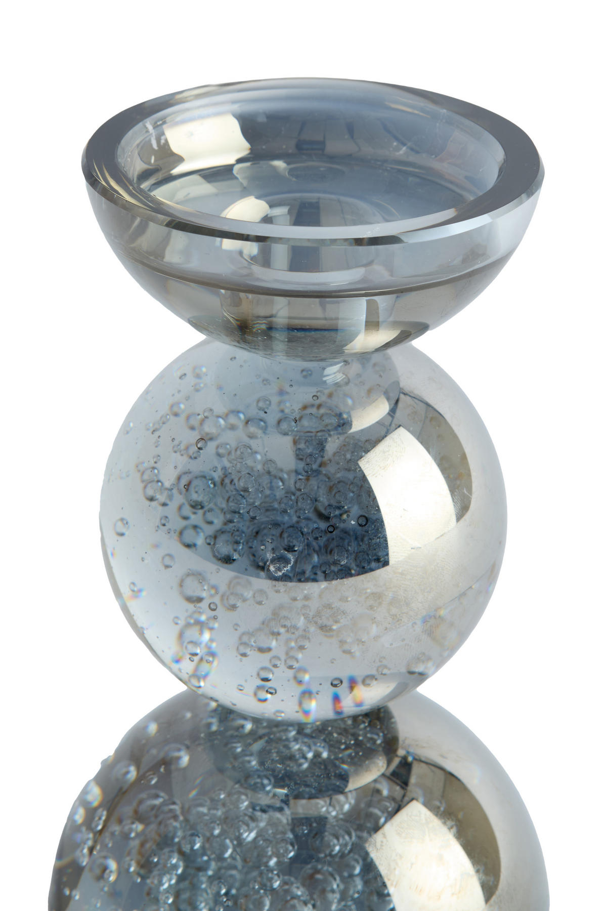 KERZENSTÄNDER Itinga - Grau - 9.5/9.5/15.5 cm - Grau, Glas (9.5/15.5/9.5cm) - Light & Living