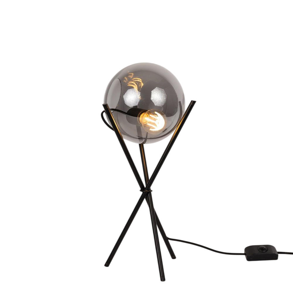 TISCHLAMPE Orb Axis Dreibein Rauch/Schwarz - Anthrazit, Glas (20/20/55cm) - s.luce