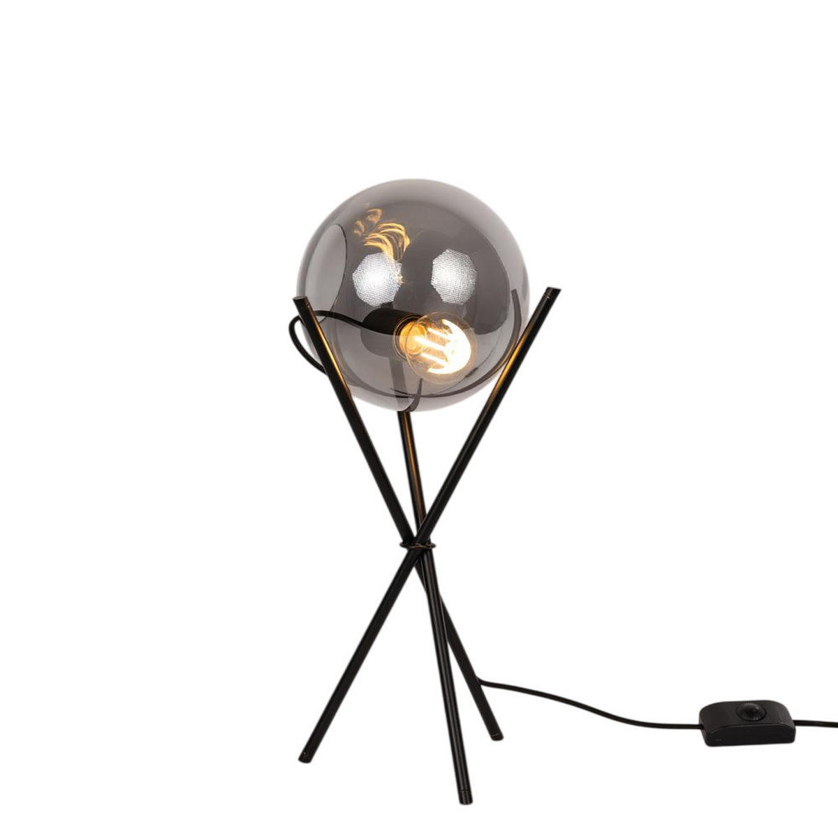 TISCHLAMPE Orb Axis Dreibein Rauch/Schwarz - Anthrazit, Glas (20/20/55cm) - s.luce
