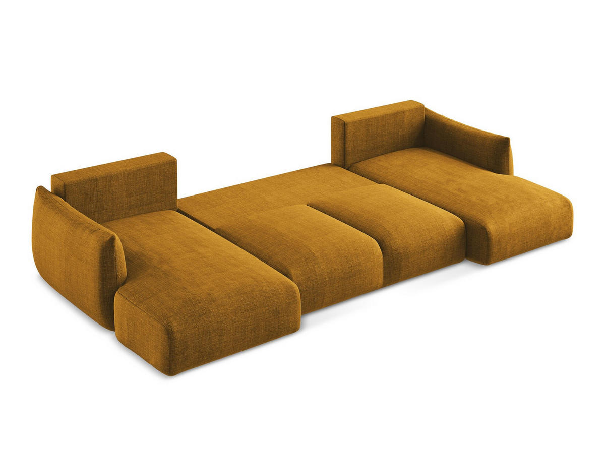 3-SITZER SOFA mit Schlaffunktion Strukturstoff Orange - Terracotta/Schwarz, Holzwerkstoff/Kunststoff (230/90/105cm) - LaMiaSofa