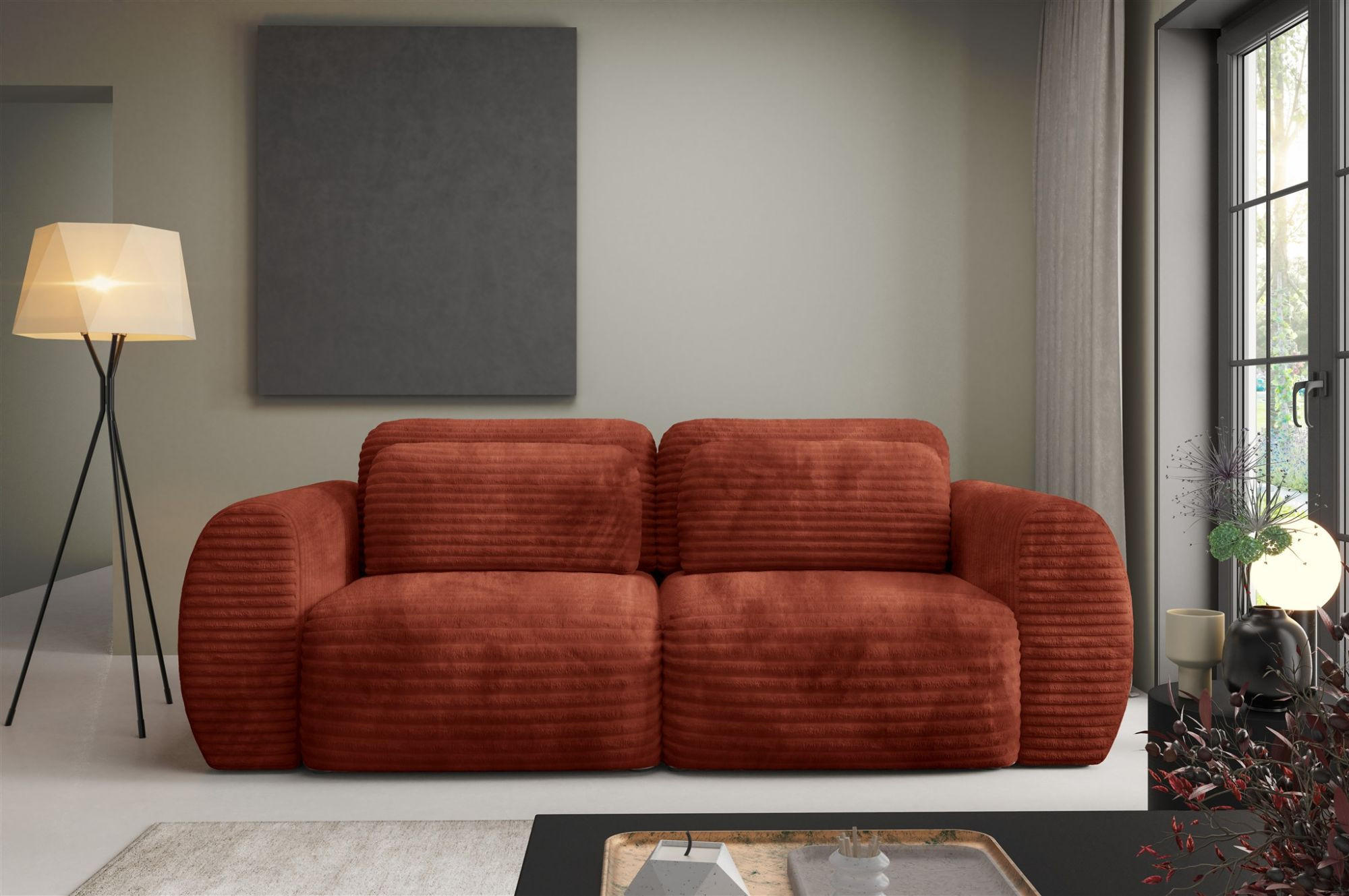 SCHLAFSOFA Simone - Rotbraun, Holzwerkstoff/Textil (266/95/110cm) - Fun Möbel