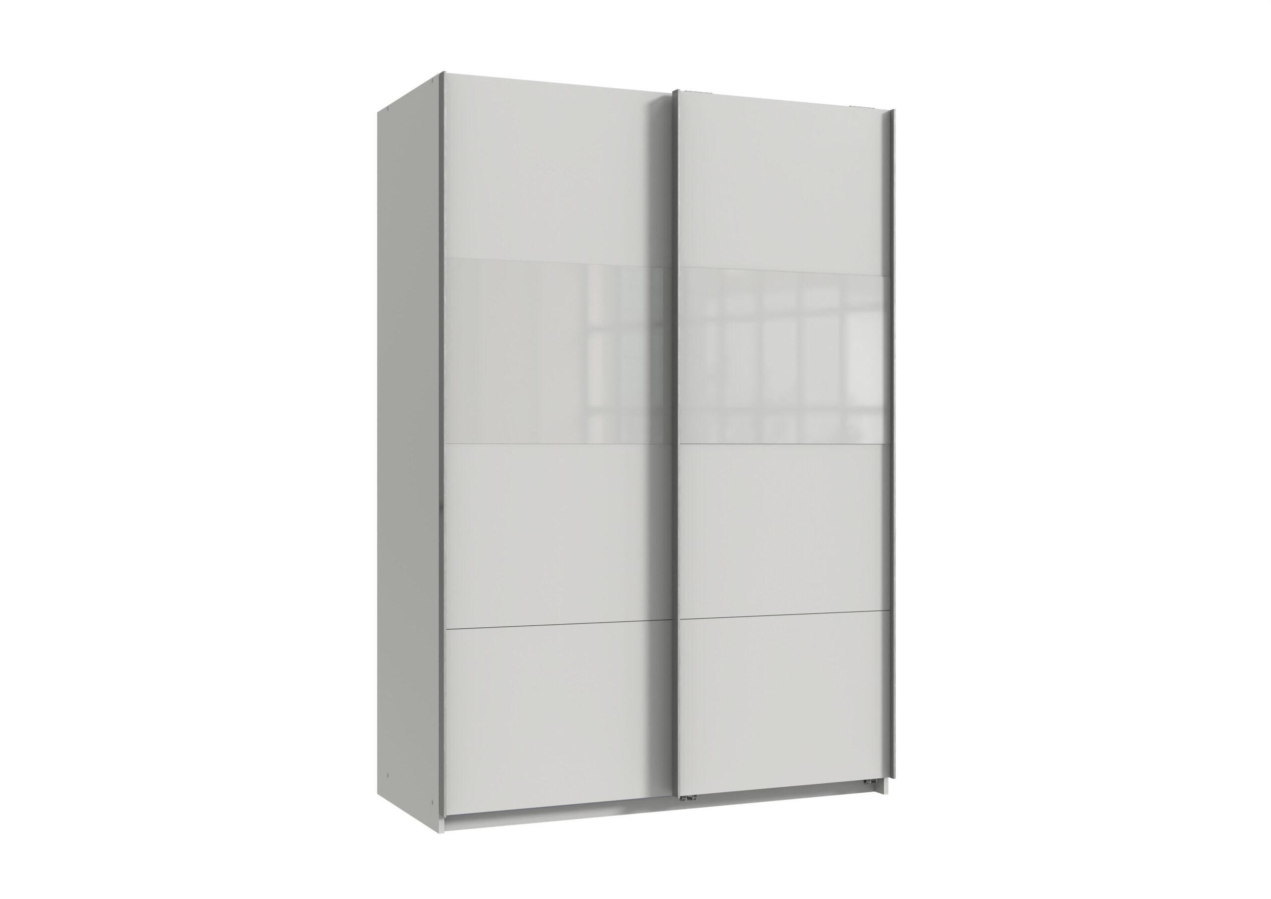 SCHWEBETÜRENSCHRANK Bramfeld in Weiß mit Glas Weiß 135 x 198 x 65 cm (B x H x T) – Kleiderschrank - Weiß, Holzwerkstoff (80/200/120cm)