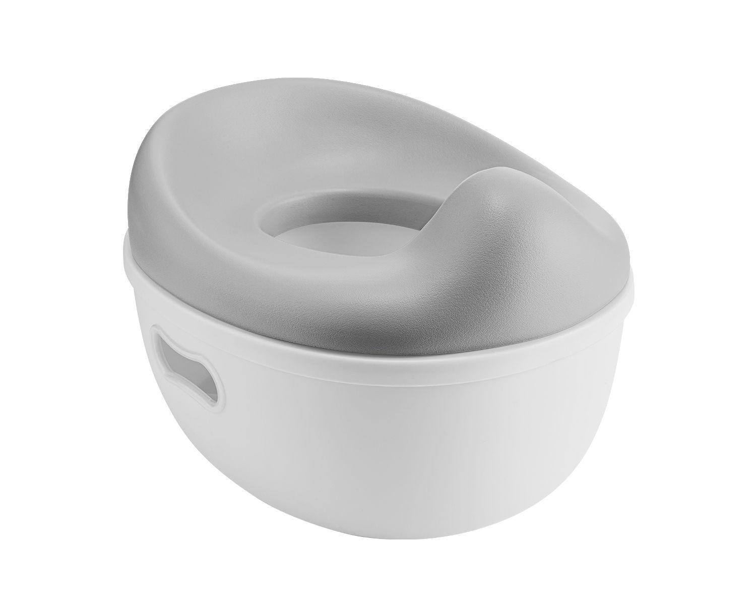 TÖPFCHEN Trio 3 in 1 grau Toilettensitz, Tritthocker, rutschfeste Basis, Spritzschutz, Behälter - Grau, Kunststoff (22/35cm) - Kikka boo