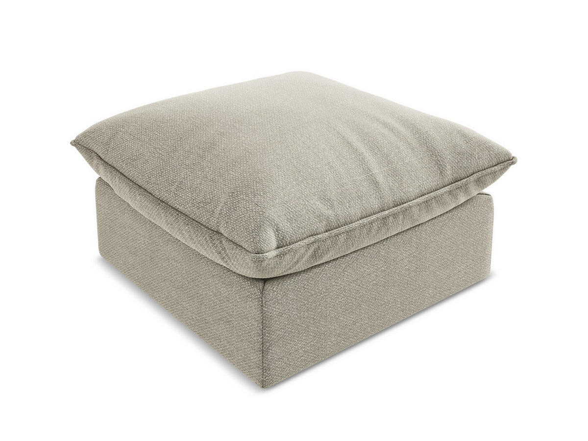 POUF Bouclé Stoff Grau - Taupe/Schwarz, Holzwerkstoff/Kunststoff (75/45/75cm) - Makamii