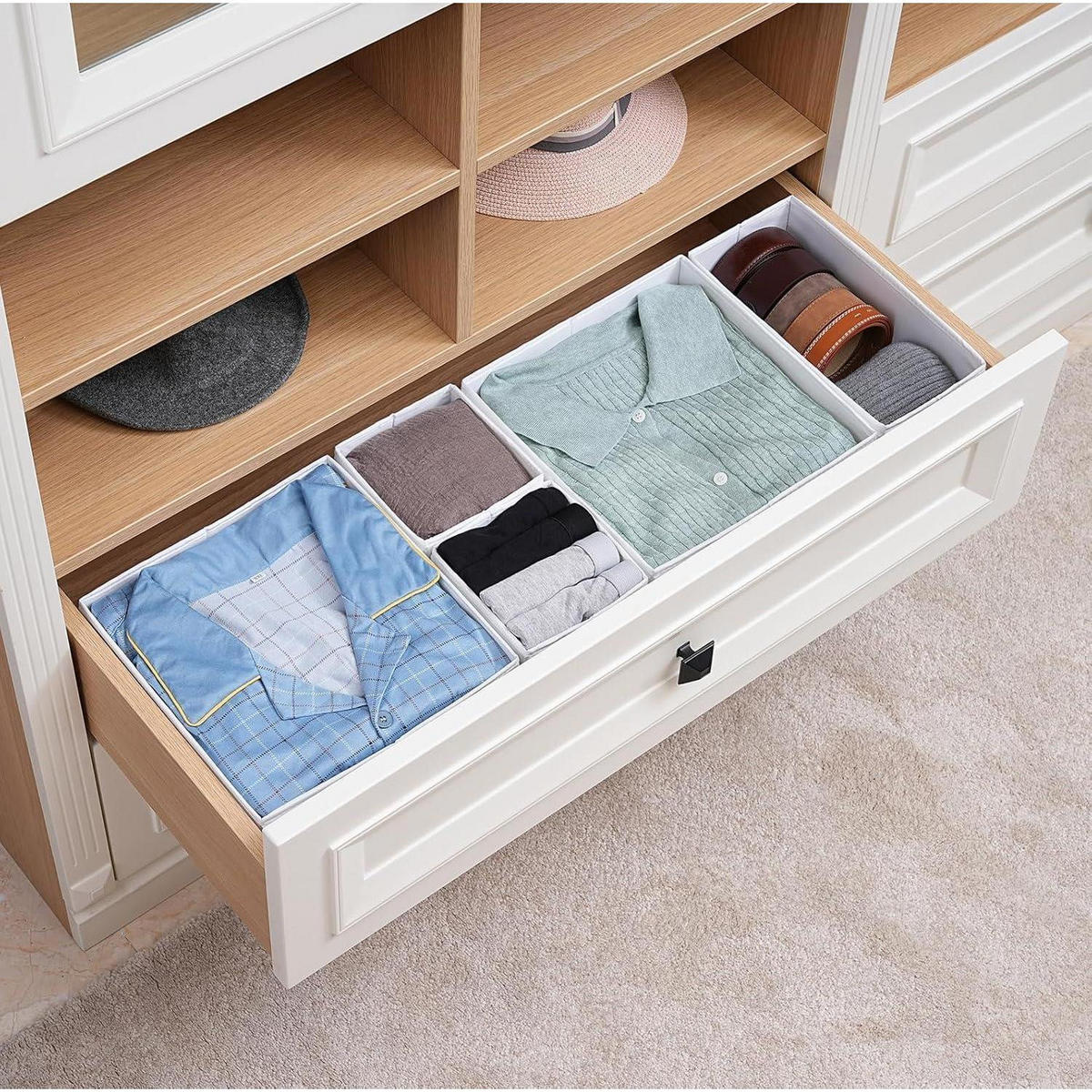 SCHUBLADEN Organizer 6er-Set Weiß - Weiß, Textil (28/13/28cm)