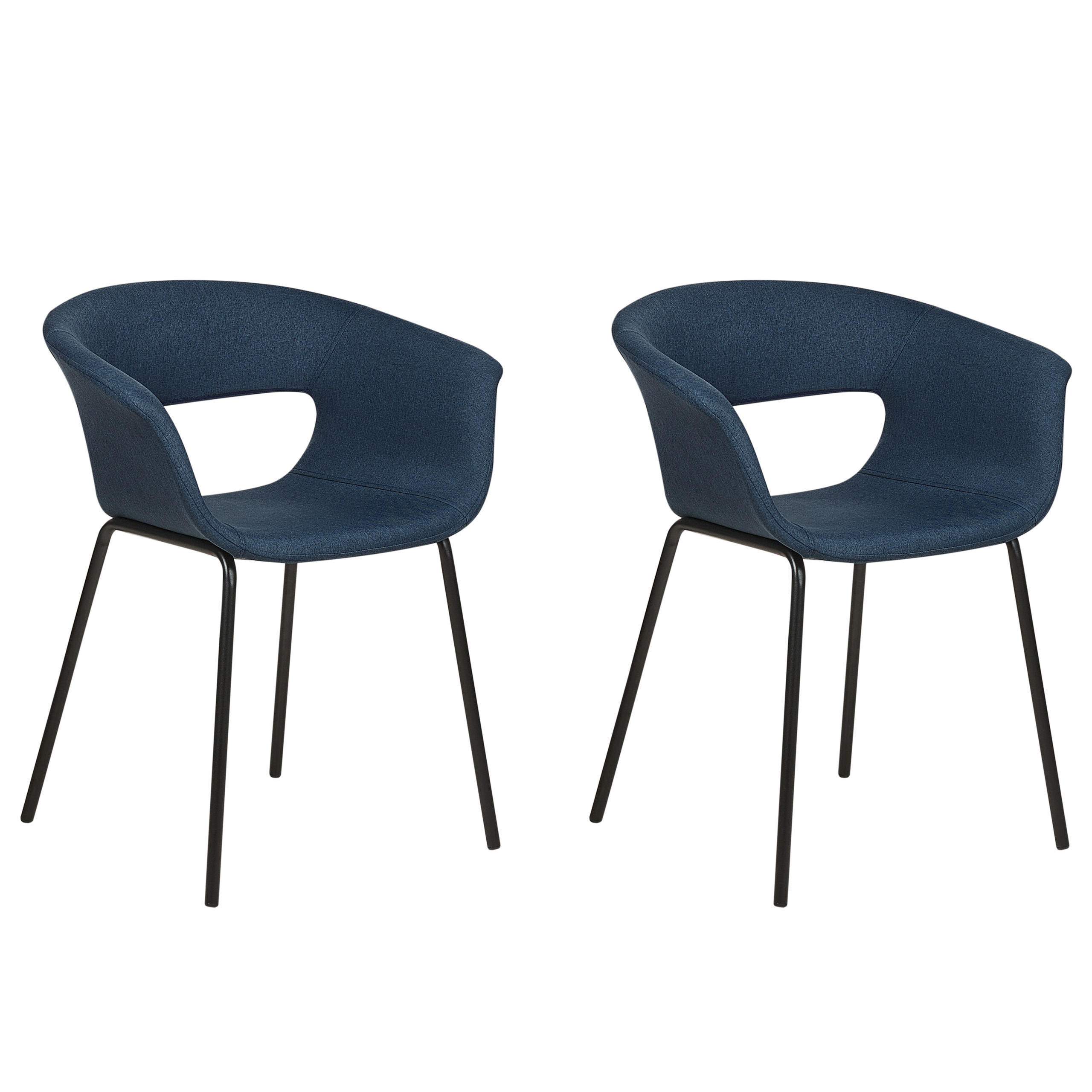 STUHL 2er-Set Stoff dunkelblau/schwarz Elma - Schwarz/Dunkelblau, Textil (63/76/50cm) - Beliani