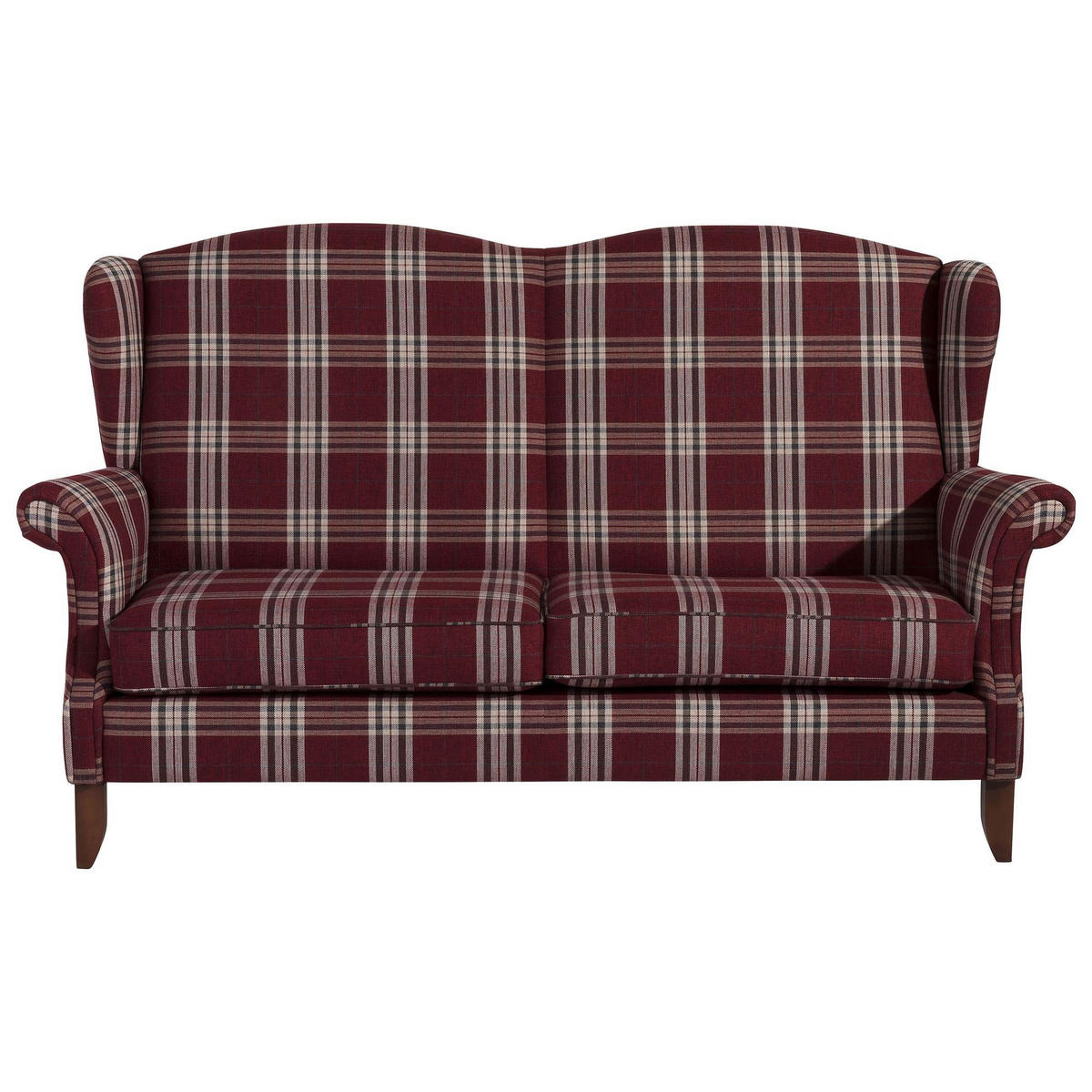 SOFA 2,5-Sitzer Katria Bezug Flachgewebe Buche nussbaum / rot - Rot, Kunststoff (193/108/86cm) - 58aufmkessel
