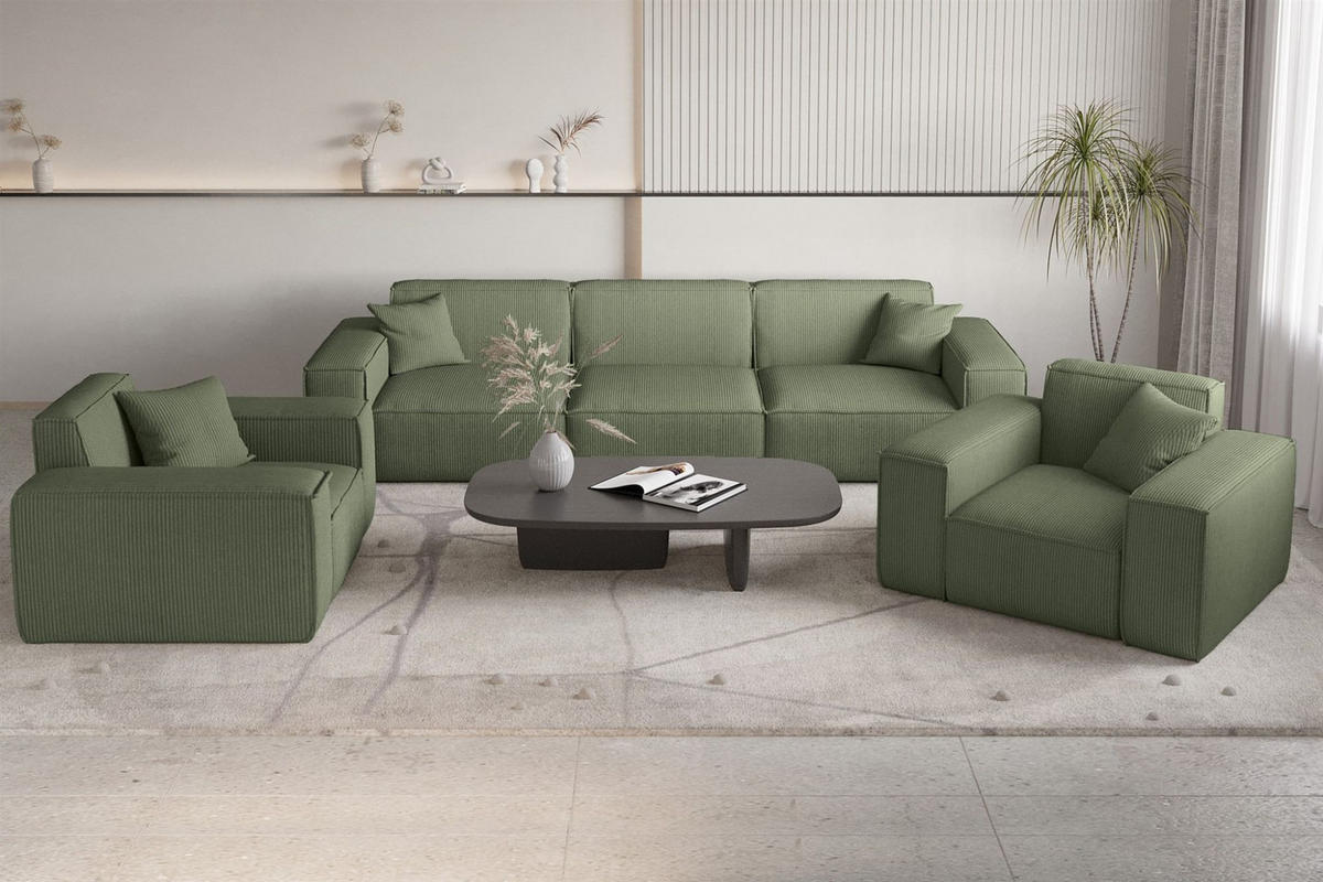 SOFA Celes Premium 3-sitzer Stoff Scala - Jadegrün, Holzwerkstoff/Textil (225/73/88cm) - Fun Möbel