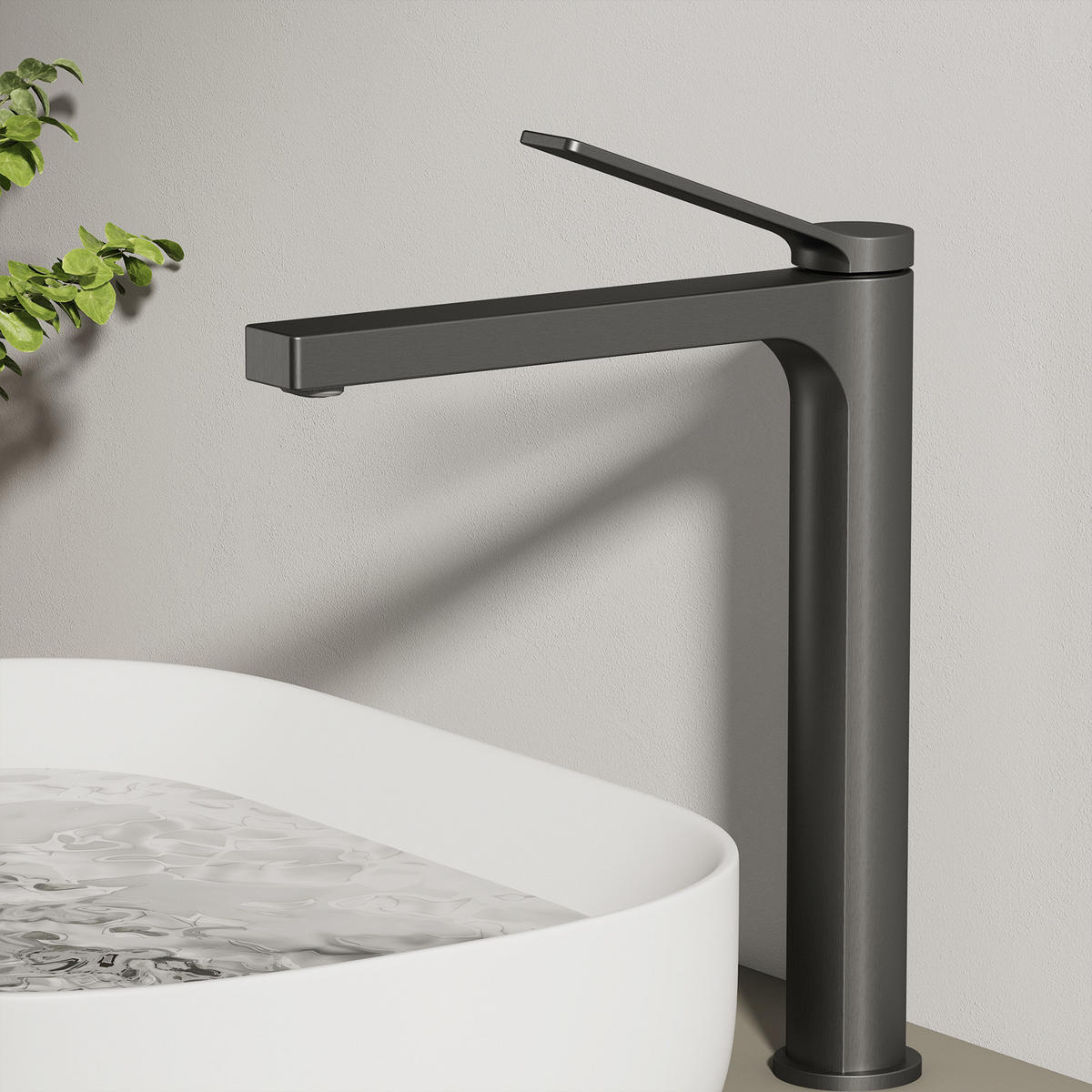 WASCHTISCHARMATUR mit Zertifiziertem Filterelement Anthrazit Matt Hoher Stil - Anthrazit, Metall (23.3/4.6/33.5cm) - EMKE