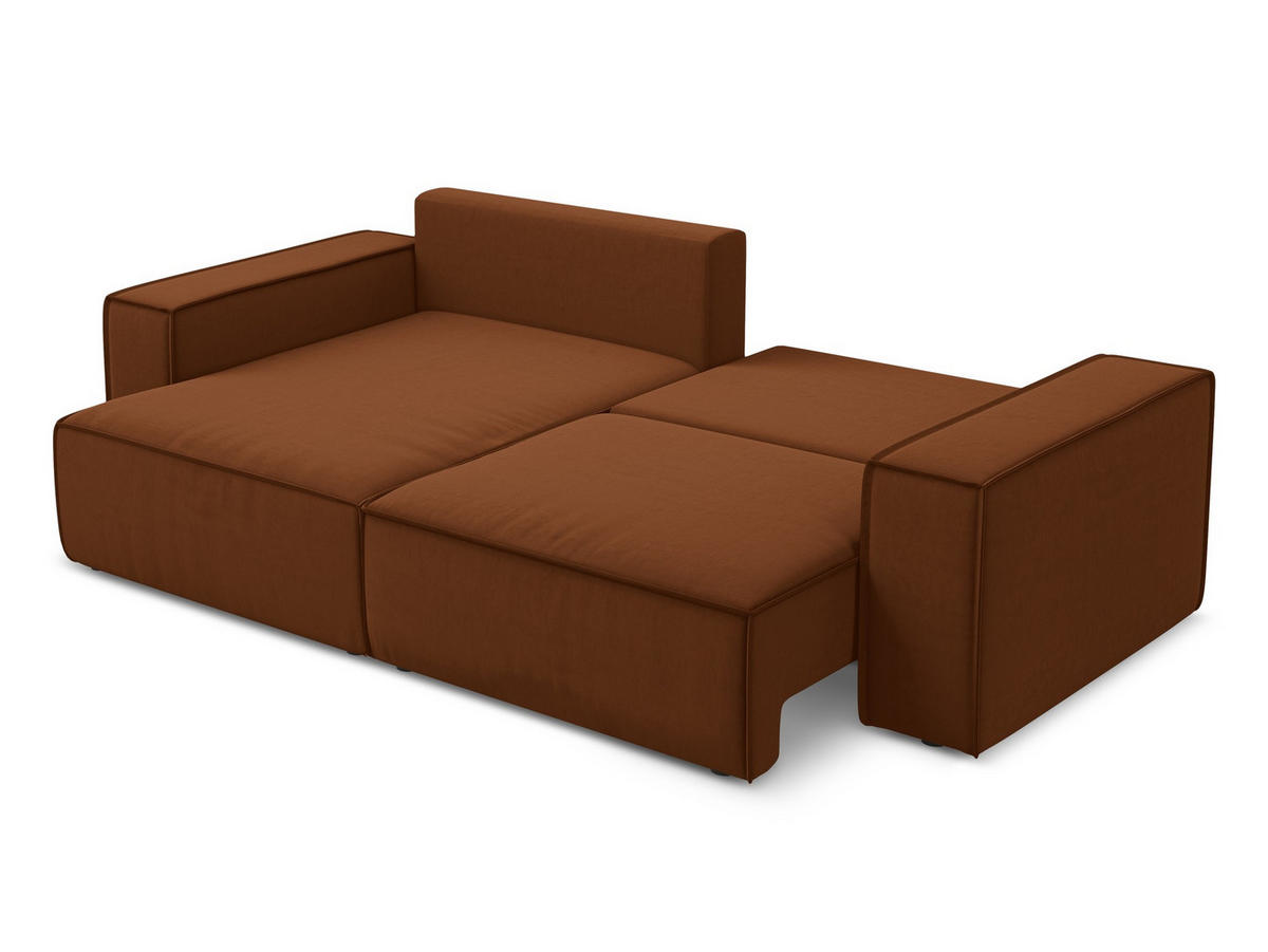 ECKSOFA Rechts Chenille Stoff Rot - Rot/Weinrot, Kunststoff/Textil (290/170cm) - Makamii