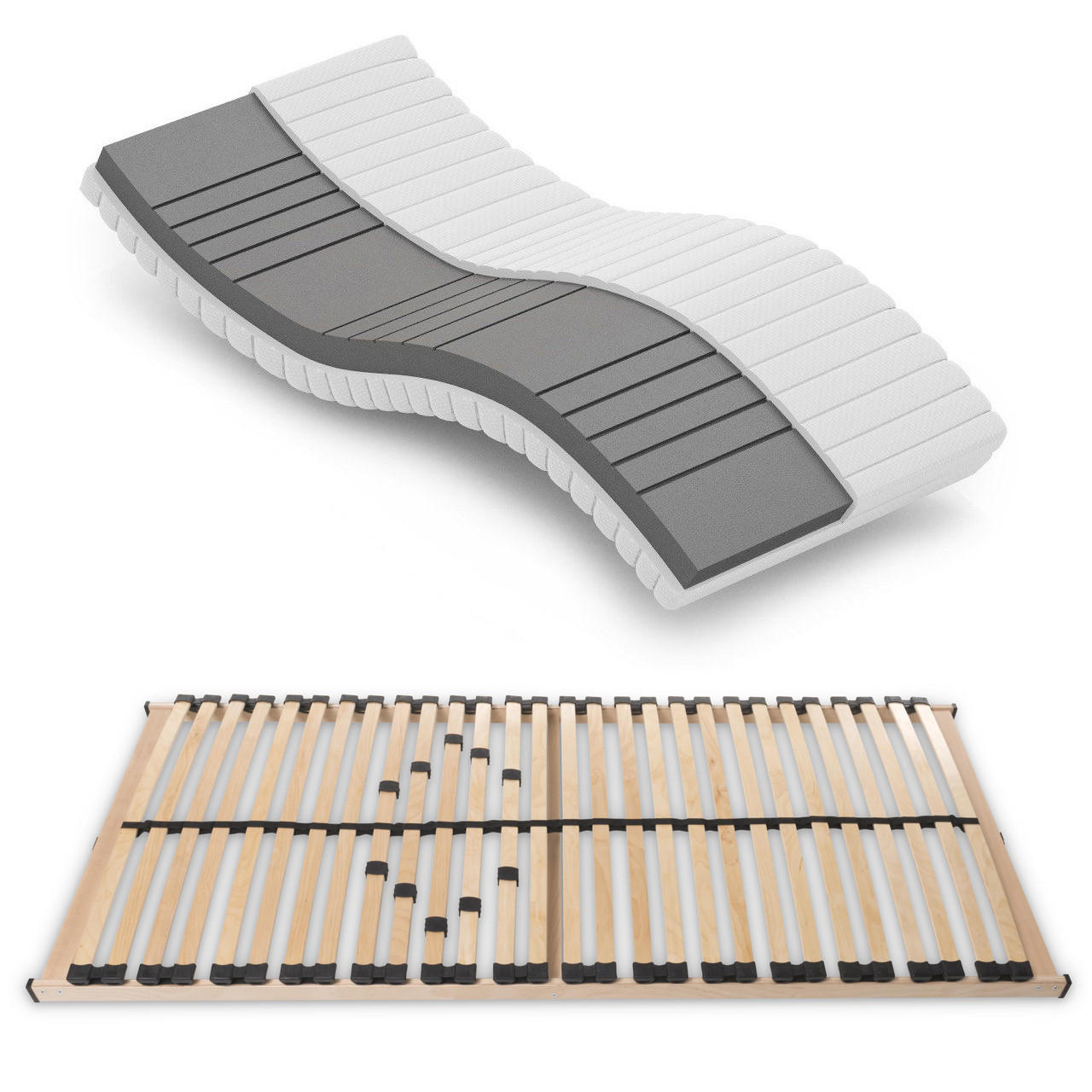 120X200 H2 Set Betten-ABC KSP-500 + MAX 1 - Weiß, Textil (120/200cm) - Betten-ABC