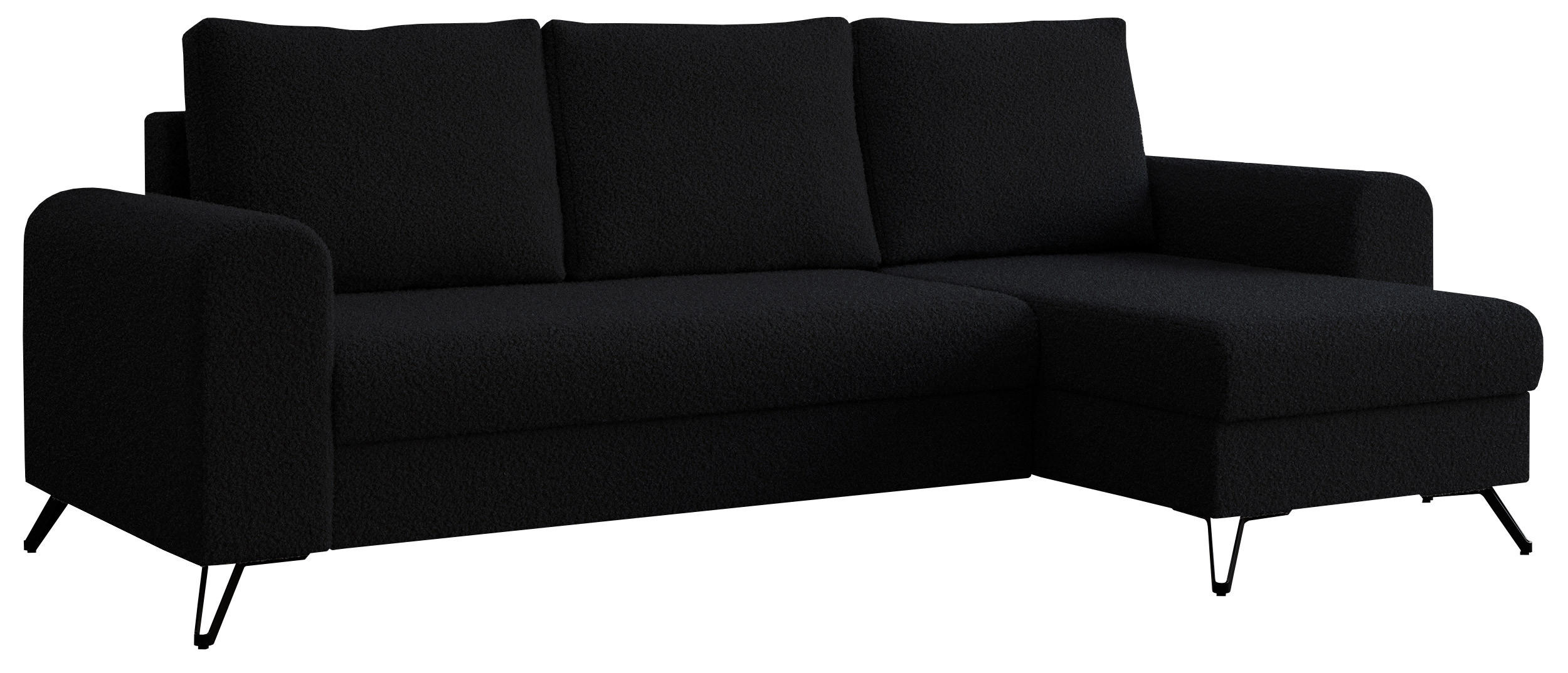 ECKSOFA Hugo Boucle Schwarz - Schwarz, Textil/Metall (242/140cm) - MKS