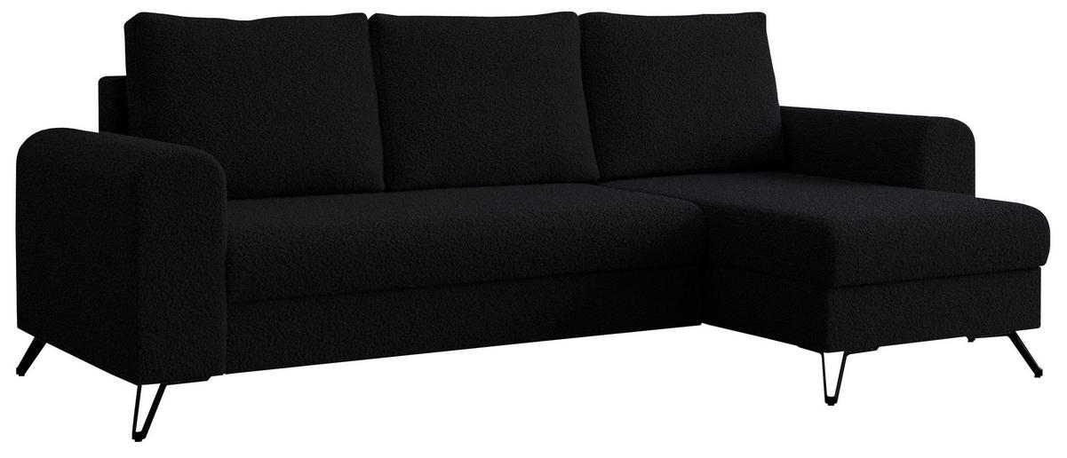 ECKSOFA Hugo Boucle Schwarz - Schwarz, Textil/Metall (242/140cm) - MKS