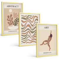 BILDER SET 3er Set - 40x60 cm Goldrahmen - Matisse Boho abstrakte Muster - Goldfarben, Kunststoff (40/60cm) - TULUP