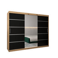 SCHWEBETÜRENSCHRANK 200/250/62 3-türig - Silberfarben/Schwarz, Holz/Kunststoff (250/200/62cm) - MÖBEL KRYSPOL