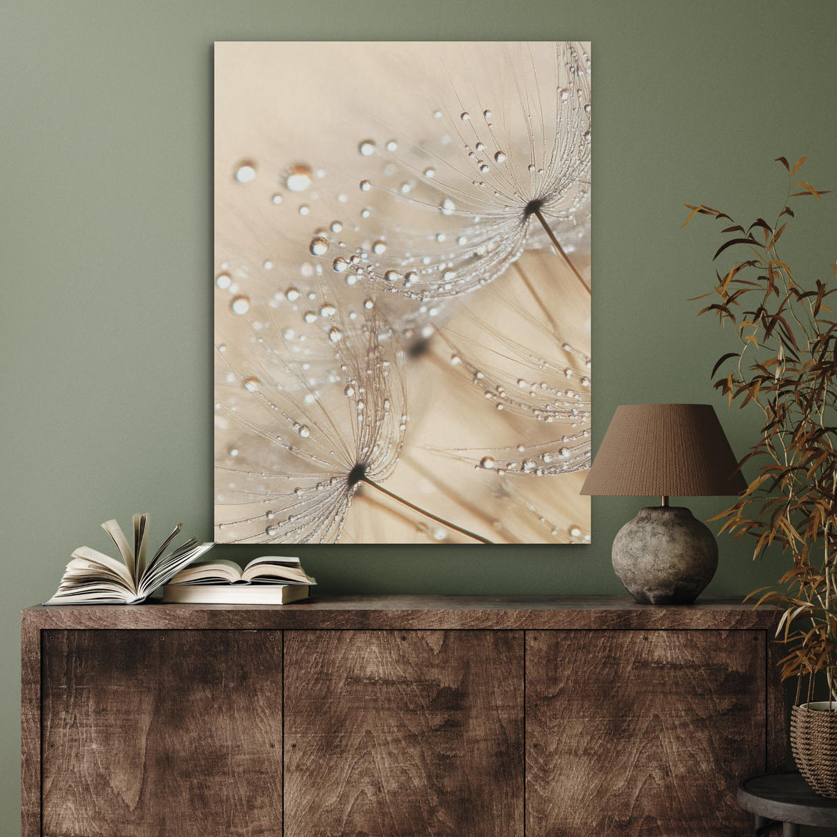 AKUSTIKPANEEL Löwenzahn - Abstrakt - Natur - Beige 60x80 cm - Braun, Textil (60/0.9/80cm) - MuchoWow