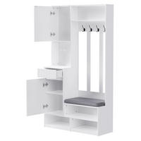 GARDEROBENSET 35/100/180 cm mit Sitzbank, 4 Haken, Schubladen und Schrank aus MDF, Weiß - Weiß, Holzwerkstoff (100/180/35cm) - Redom