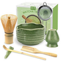 MATCHA Set 7-teilig Bambus und Keramik Grün - Grün, Keramik (15/10/15cm)